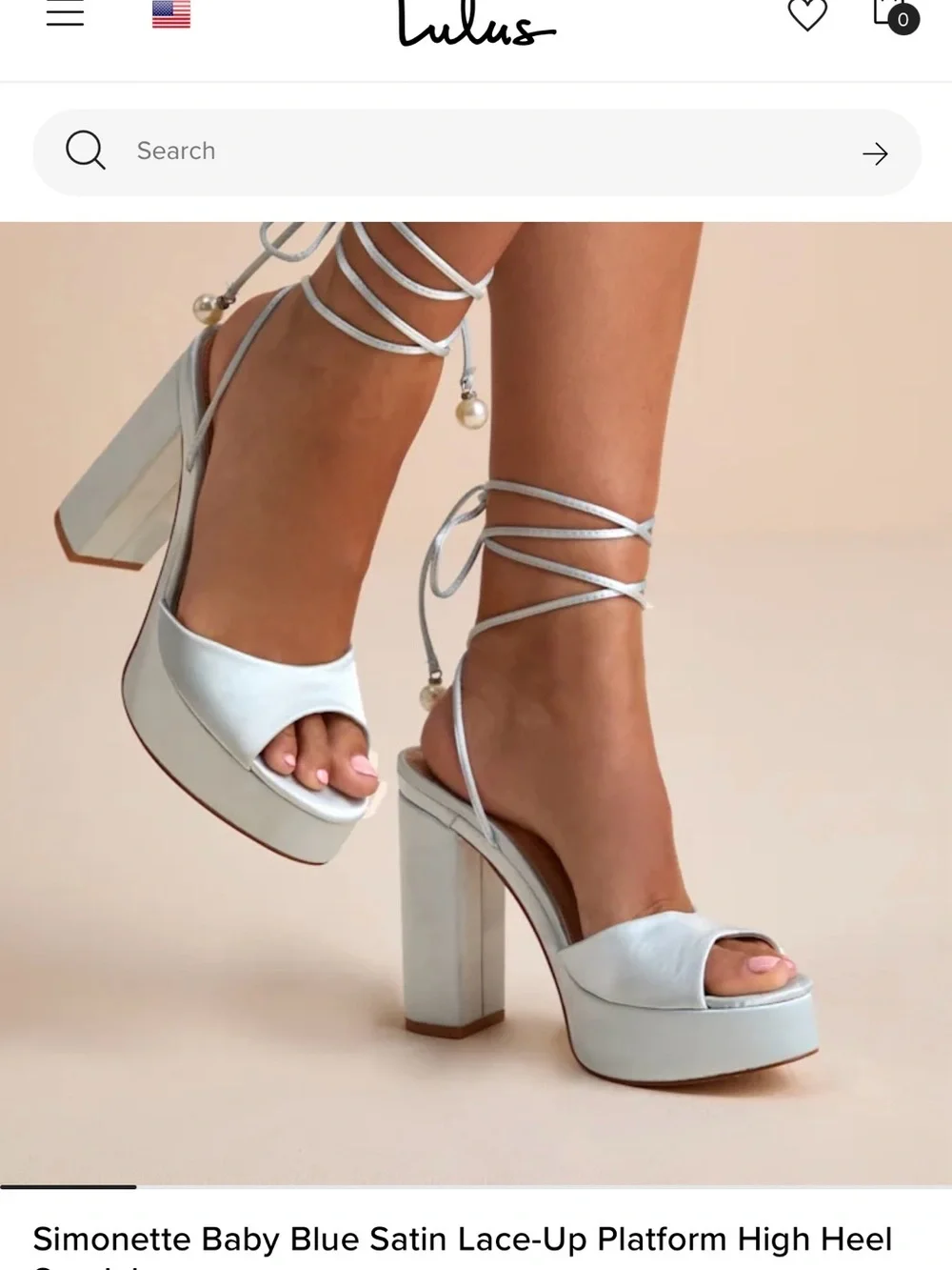 Lulu's Baby Blue Satin Platform Heeled Sandal with Pearl Accent